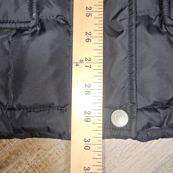 Eddie Bauer Black Goose Down Puffer Chore Coat Quilted Flap Pckts Snaps & Zip LG - Picture 6 of 9